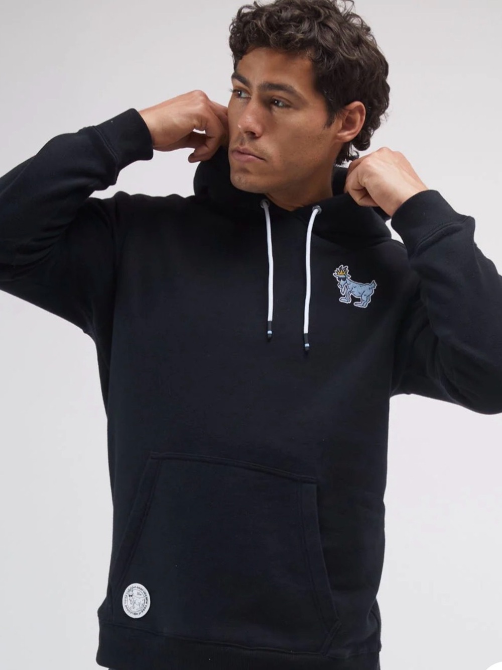 GOAT USA Black Pullover Hoodie with Embroidered Goat Patch